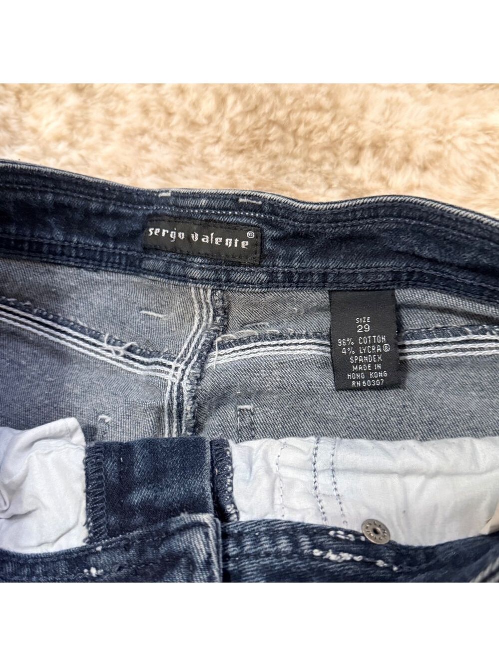 Vintage Sergio Valente Mens Y2K Cyber Tribal Contrast Jeans Dark Wash Size 29 - Picture 3 of 7